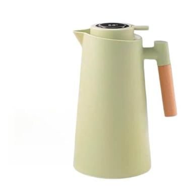 Imagem de Garrafa Térmica de água/Café 1 Litro Com Termômetro Led Para Chás/Café Design Moderno Cabo Madeira(Verde Claro)