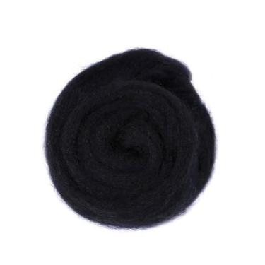 Imagem de Catopia Fio de lã, 100 g/100 g de lã macia de feltragem grossa pura para feltragem de agulhas, cobertor de tricô, tecelagem, artesanato, preto