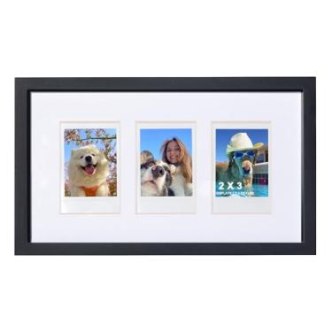 Imagem de CAIYOULE Moldura de madeira de 15 x 25 cm para câmera Fujifilm Instax Mini 41/12/Evo/SE/11/99/40, moldura de colagem para Polaroid Display Pictures 2x3 com adesivos para parede e mesa, clássico, 1