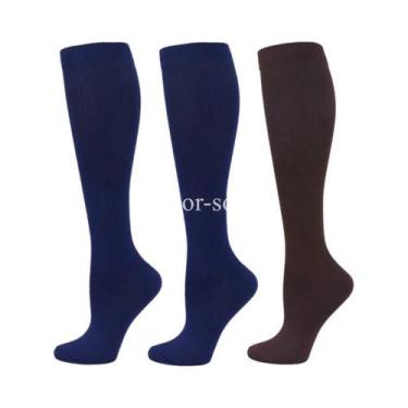 Imagem de Meias De Compressão Unissex, 3 Pares, Circulação Sanguínea, Corrida, A