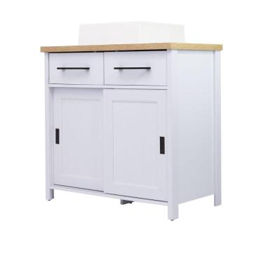 Imagem de Gabinete Armário Banheiro Ditália 2 Gav 2 Pts Com Cuba Bn-03 Cinza