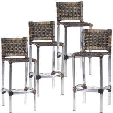 Imagem de 4 Banquetas Altas Madri Em Cozinha Alumínio área Edícula Argila