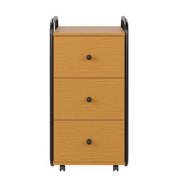 Imagem de Gaveteiro Cômoda Organizadora Industrial 3 Gavetas Com Rodízio Criare Puxadores De Ferro Nature