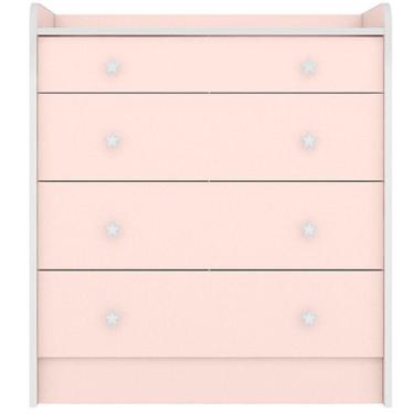 Imagem de Cômoda Com Trocador Infantil 4 Gavetas Doce Mel Rosa
