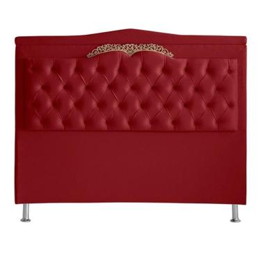 Imagem de Cabeceira De Cama Box Barcelona King 195 Cm Capitonê Retro Botão Encapados Suede Vermelho Do Lar Móveis