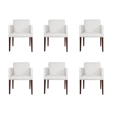 Imagem de Kit 6 Poltronas Nina Executiva Escritório Sala De Recepção Tecido Sintético - Branco - Cor: Branco
