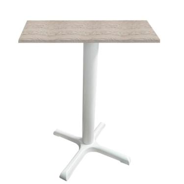 Imagem de Mesa ômega Ferro Branco 74 Cm (alt) Base X Tampo Mdp Quadrado Castanheira 60cm (larg) X 2,50cm (alt)
