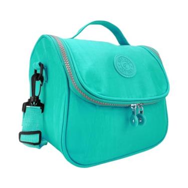 Imagem de Bolsa Lancheira Térmica Marmita Com Alça Tactel Para Trabalho Passeio (Azul Claro)