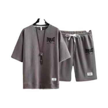 Imagem de Conjunto De Camiseta De Gola Redonda E Calções De Secagem Rápida Para 