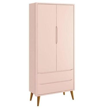 Imagem de Guarda Roupa Infantil Theo 2 Portas Rosa Com Pés Amadeirados - Reller 