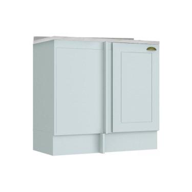 Imagem de Gabinete De Cozinha Modulado Balcão Canto Reto Americana 1pta C/ Tampo Branco - Henn