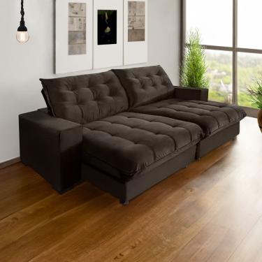 Imagem de Sofá Califórnia Retrátil e Reclinável 3 Lugares 2,10m com Molas Ensacadas e Pillow Marrom