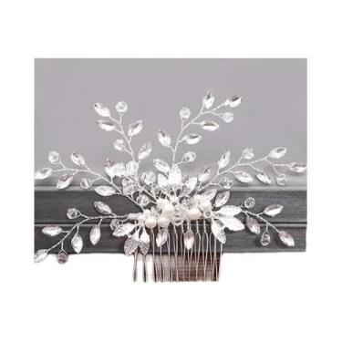Imagem de Pentes De Cabelo De Noiva Com Pérolas Prateadas E Strass, Acessórios D
