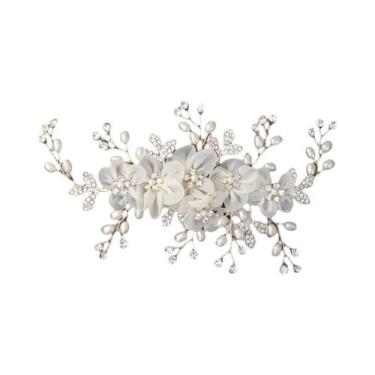 Imagem de Pentes De Cabelo De Noiva Com Pérolas Prateadas E Strass, Acessórios D