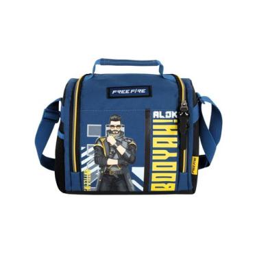 Imagem de Lancheira Térmica Lateral Free Fire Gamer La49786 - Azul - Luxcel