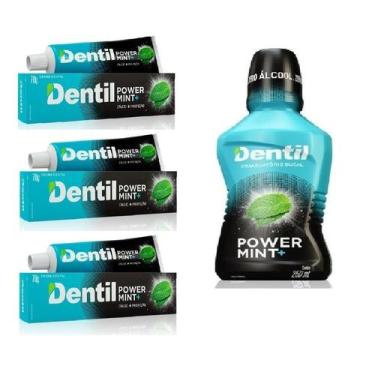 Imagem de Kit 3 Creme Dental Dentil Power Mint+ Cálcio 70G + Enxaguante Bucal Po