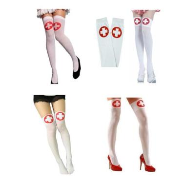 Imagem de Meia Calça 7/8 Branca Enfermeira Enfermagem Cosplay Anime - MTF STORE