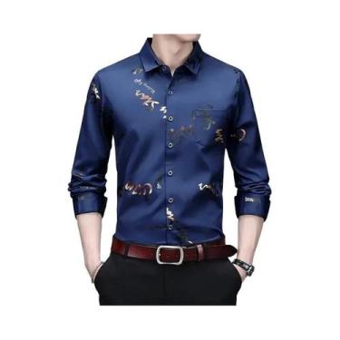 Imagem de Camisa Masculina Casual De Manga Longa Estampada, Não Amassa, Resisten