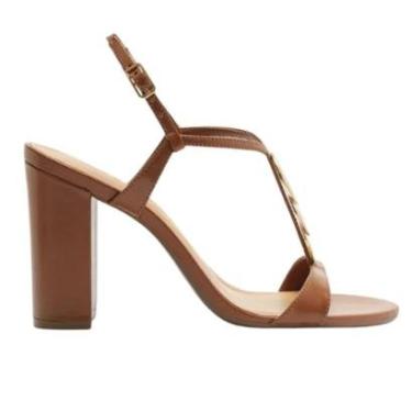 Imagem de Sandália Couro Salto Bloco Metais Textura Lançamento Arezzo-Feminino