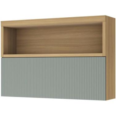 Imagem de Armário Aéreo 120cm 1 Porta 100 MDF Marquesa Nesher, Amadeirado Nature