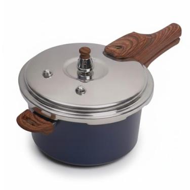 Imagem de Panela de Pressão Antiaderente Cerâmica 4,2L Indução 4 Válvulas de Segurança Cabo de Madeira Premium