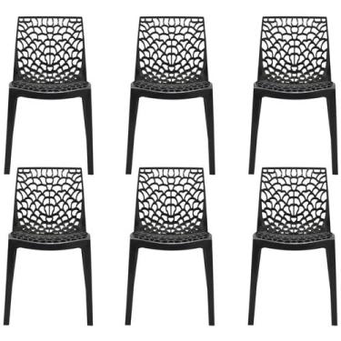 Imagem de kit 6 Cadeiras Gruvyer Design Preto Sala Cozinha Jantar - EVOLUX