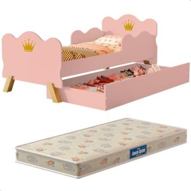Imagem de Cama Infantil Realeza Com Sapateira Rosa e Colchão - Loja Tigo