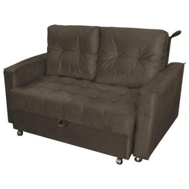 Imagem de Sofá Cama Casal Reclinável Drika Veludo Marrom Escuro - MATRIX, Marrom