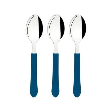 Imagem de Conjunto de Colheres de Mesa Tramontina Leme Azul Oceano 3 Peças, Azul