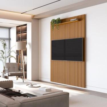 Imagem de Painel Ripado para TV até 55 Polegadas 100% MDF 138,6cmx240cm Arbo - E