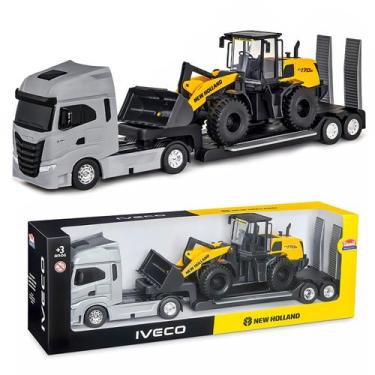 Imagem de Brinquedo Caminhão Iveco S-Way Com Carregadeira W170B New Holland Mini