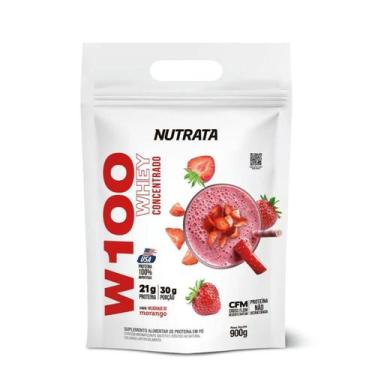 Imagem de Whey Protein W100 Concentrado Refil 900g Nutrata, Morango