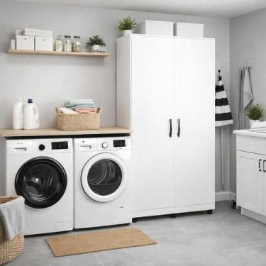 Imagem de Armário Clean Organizador Área Serviço Branco 2 Portas Multiuso Alto -