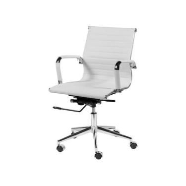 Imagem de Cadeira De Escritório Diretor Ergonômica Branca Base Giratória Em Pu -