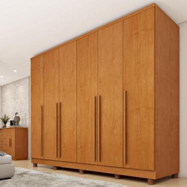 Imagem de Guarda Roupa Casal 6 Portas 8 Gavetas Puxador MDF 270cm com Pés Portug