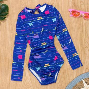 Imagem de Maiô de Praia Infantil com Estampa de Gatinho Proteção UV50+ - TubeKid