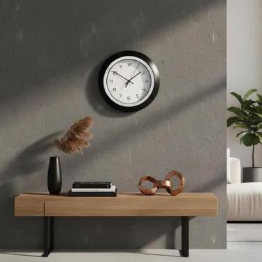 Imagem de Relógio De Parede Redondo 24 Cm Decorativo Com Borda Prata - Onyx, Cin