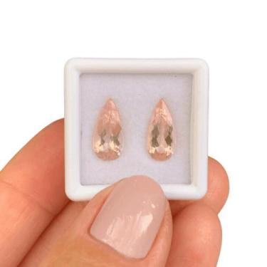 Imagem de Morganita Peachy Gota Par 3,52ct - SP GEMAS
