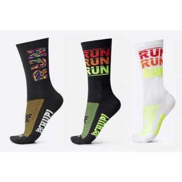 Imagem de Kit 03 Pares Meia Corrida Hupi Run Estampas Coloridas, Colorida, 36-42