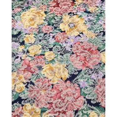 Imagem de Tecido Jacquard Estampado Floral Azul e Amarelo - 1,40m de Largura