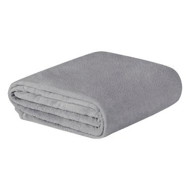 Imagem de Cobertor Manta Magnific Queen 240x220cm Microfibra 180g-m2 100% Poliéster Macio Liso Cinza Clara Luz Decora