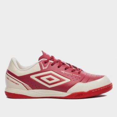 Imagem de Chuteira Futsal Umbro Neo-Comfort Unissex, Branco, Vermelho, 40