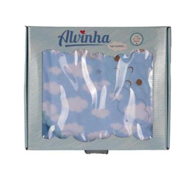 Imagem de Cobertor De Bebê Alvinha Azul Bordado 90cm x 110cm - Minasrey