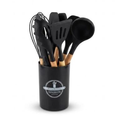 Imagem de Conjunto Utensílios de Silicone Prático 12 Pçs Com Porta Talheres - GE