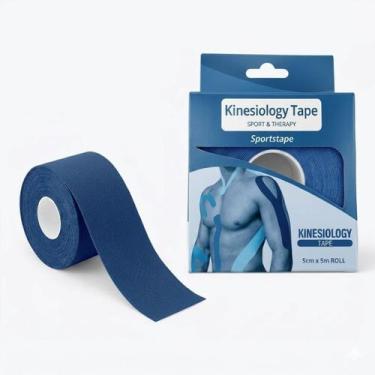 Imagem de Fita Kinesio Taping Elástica Adesiva 5m x 5cm - Dexin, Azul