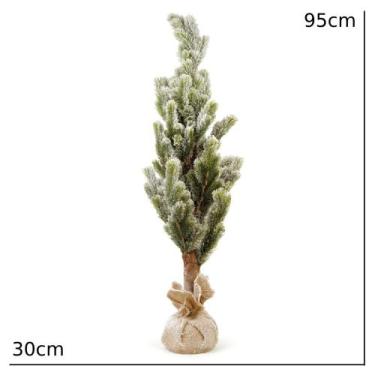 Imagem de Arvore topiaria natalina com base juta verde e branco 95cm - Cromus