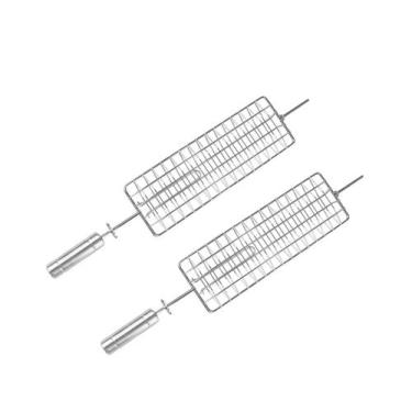 Imagem de Espeto Grelha Côncavo P/ Churrasqueira Giratória Kit 2 Peças - Brasa G