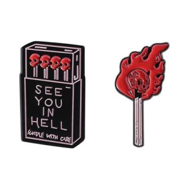 Imagem de Broche De Halloween Com Tema De Terror, Esqueleto E Punk, Em Formato D