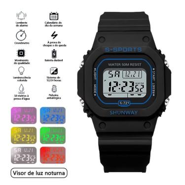 Imagem de Relógio de Pulso Preto S721-04-1 Design Simples Funcional e Elegante para Uso Diário Tudo em Caixa