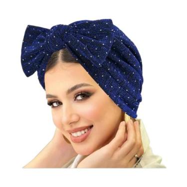 Imagem de Lenço De Cabeça Com Laço De Strass, Turbante Macio E Elástico Para Mul